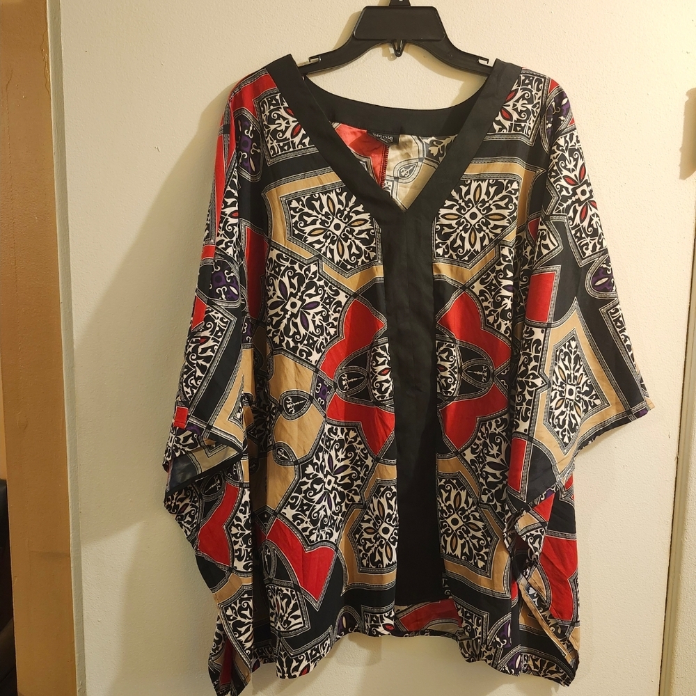 Nicole Miller Brand NEW Red and Black Geometric Tunic Sz M